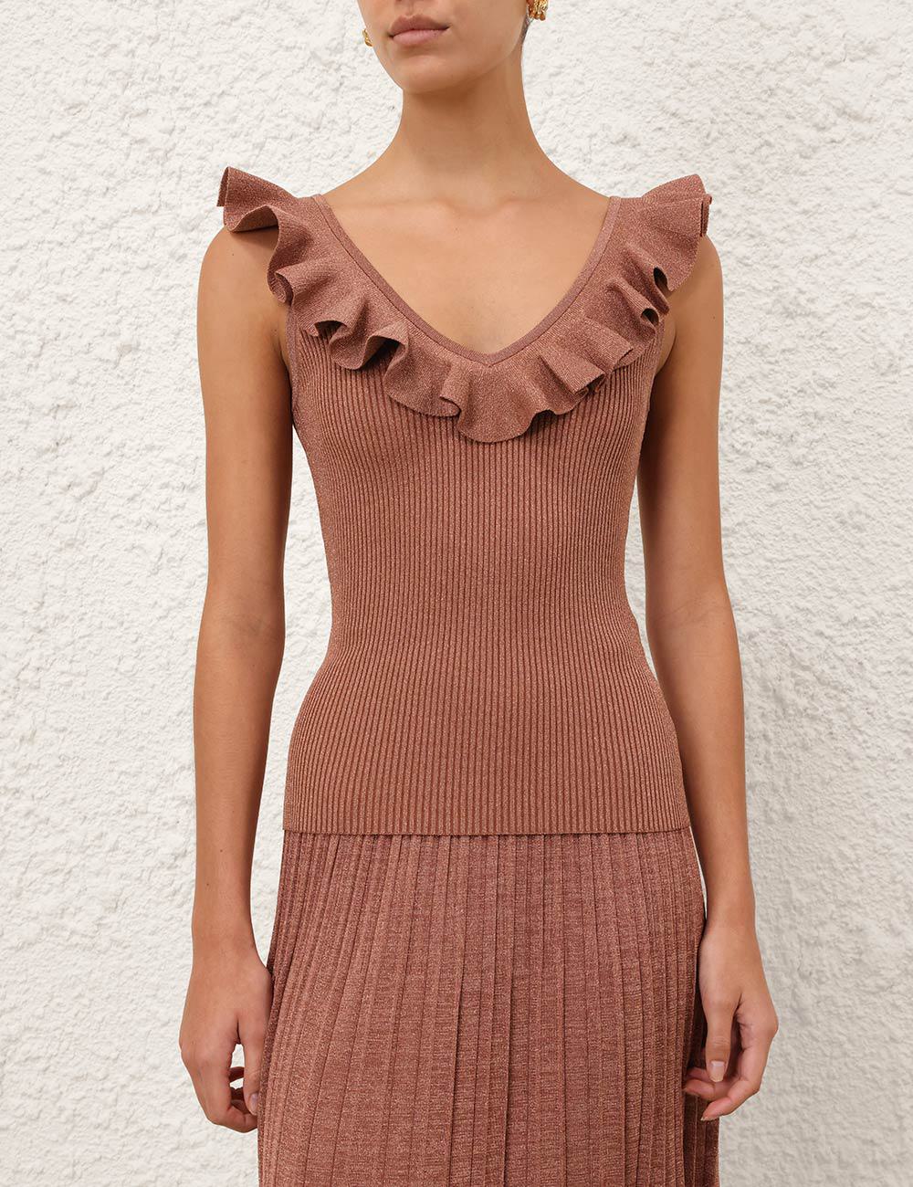 Wanderlust Metallic Frill Top