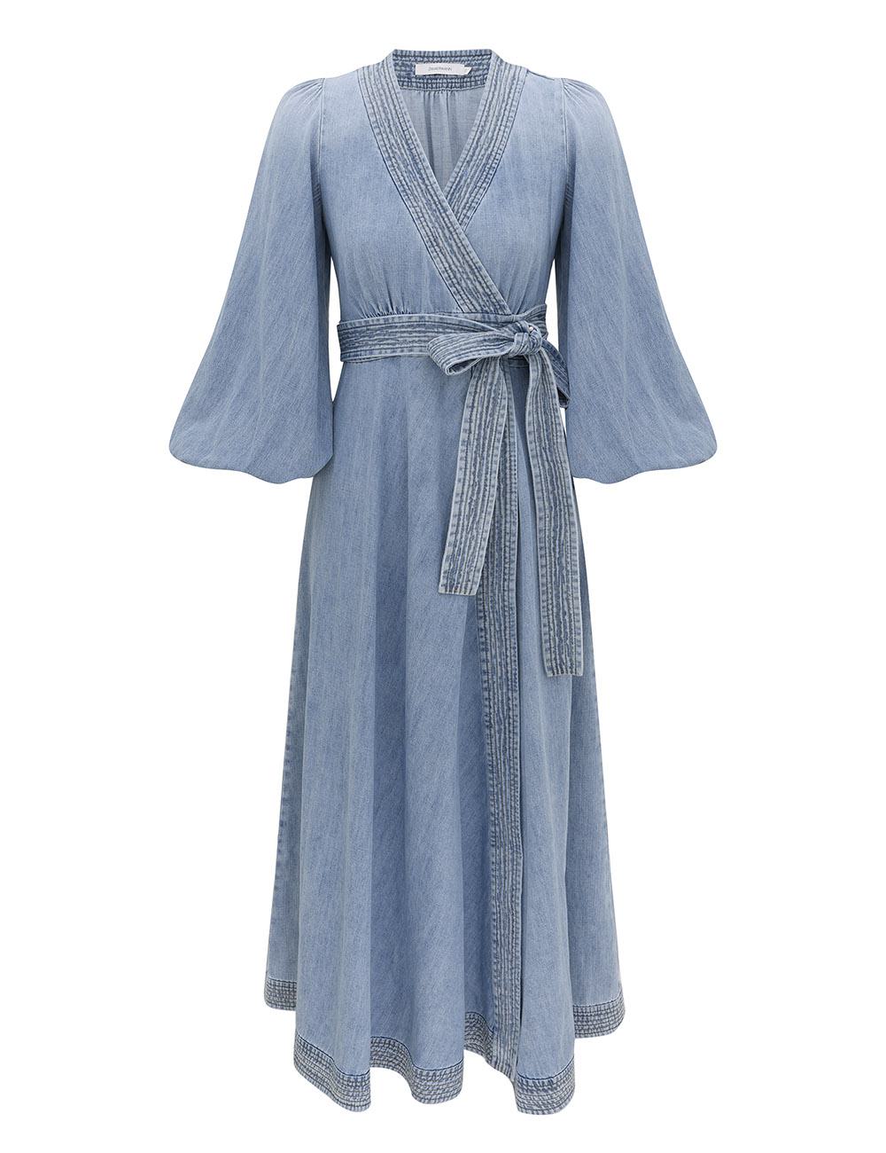 Indra Denim Wrap Midi-klänning