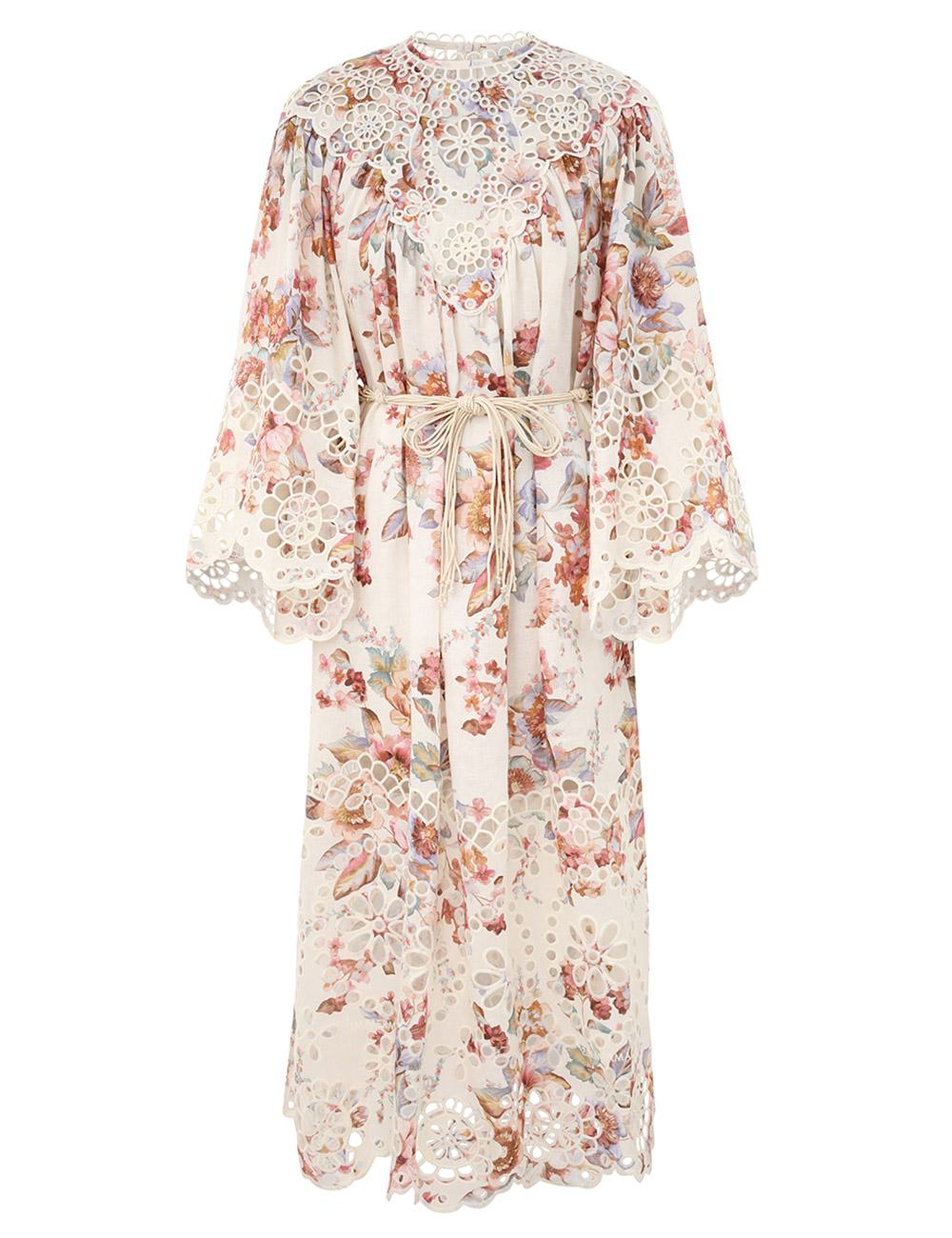 Vaken broderad yoke-maxi