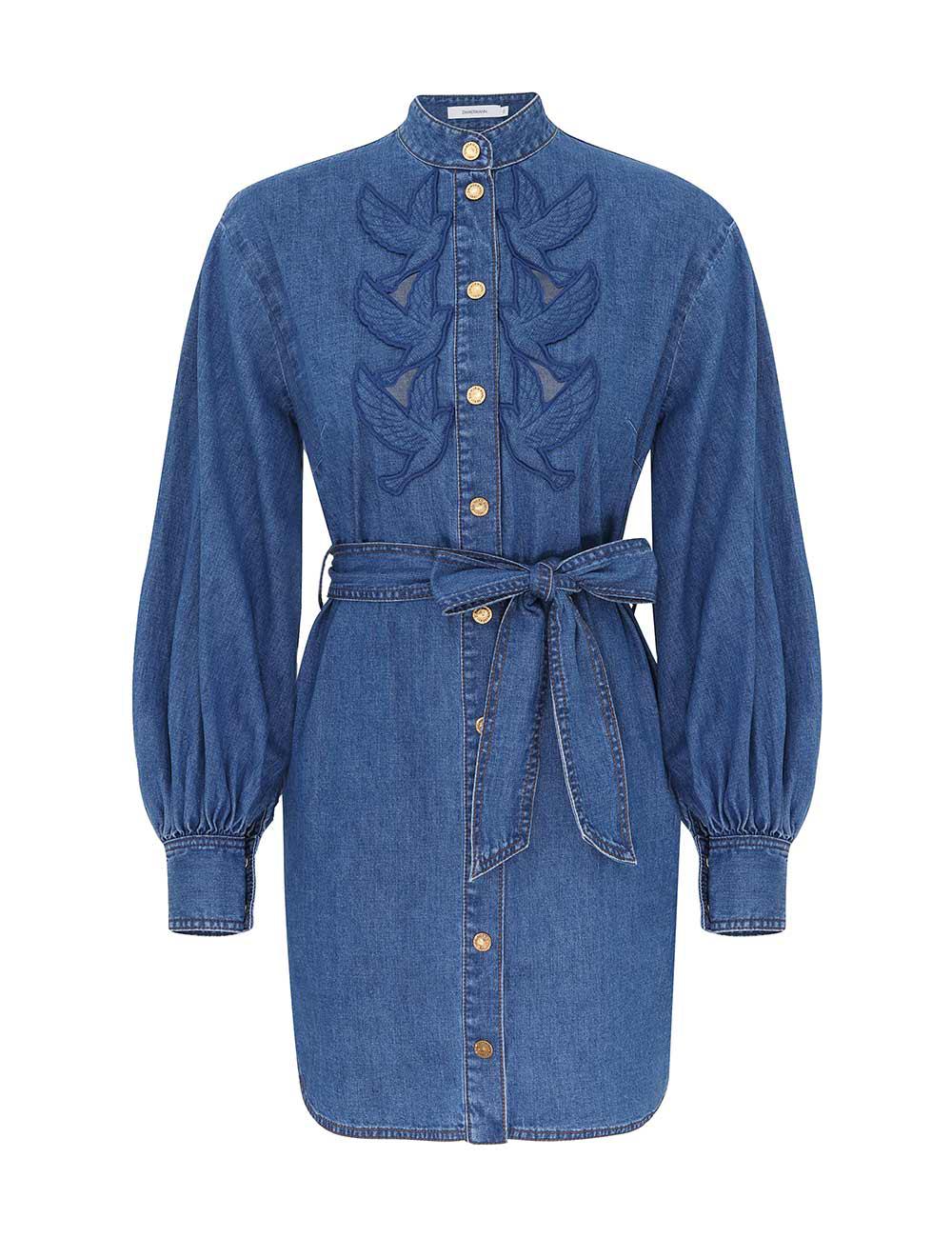 Denimapplikationsminidress