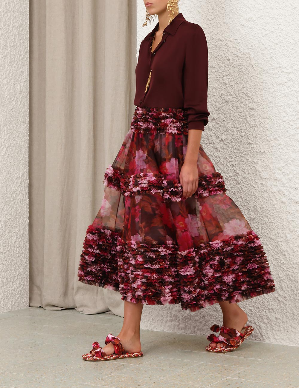 Luna Ruffle Midi-skjorta