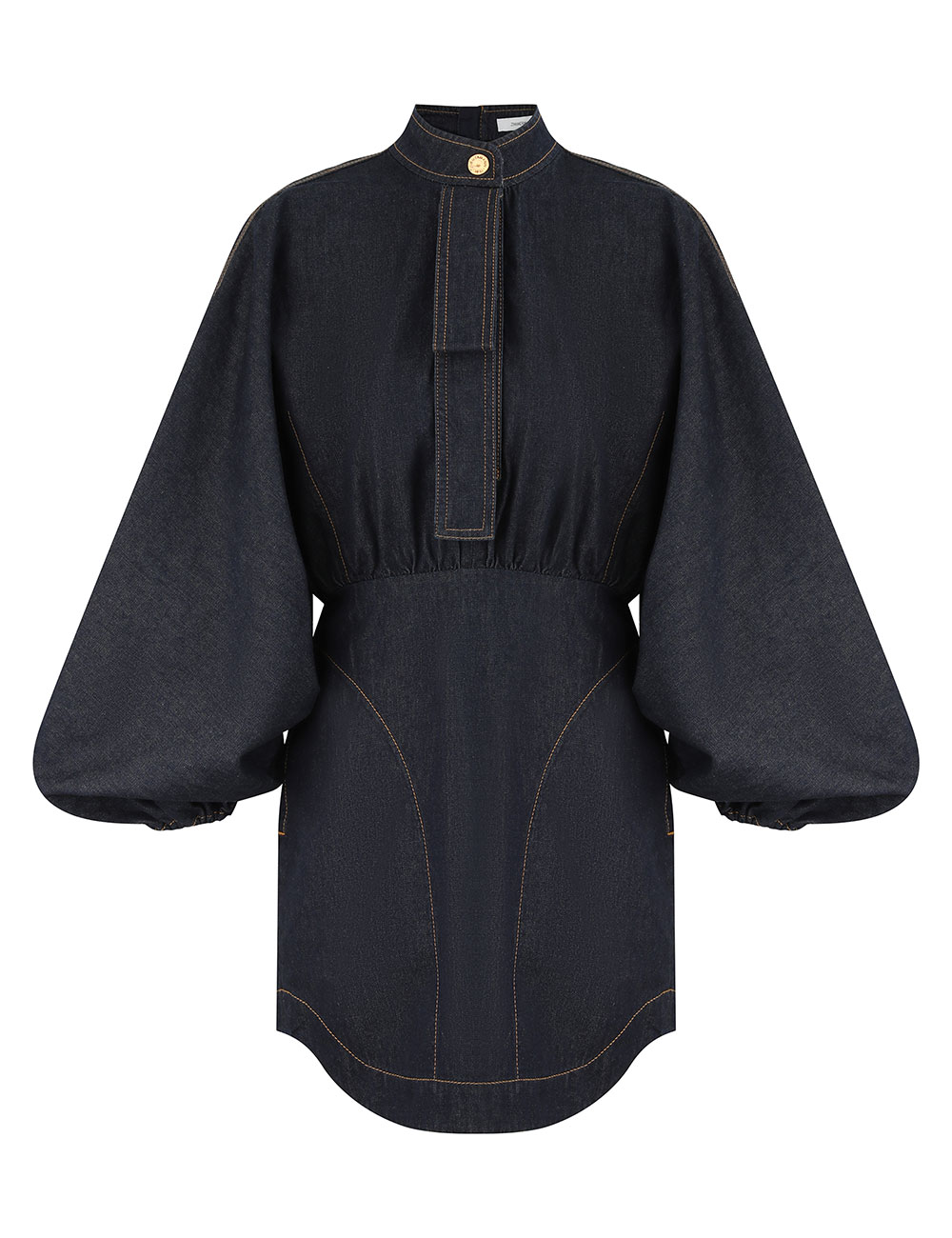 Denim-samlat minidress