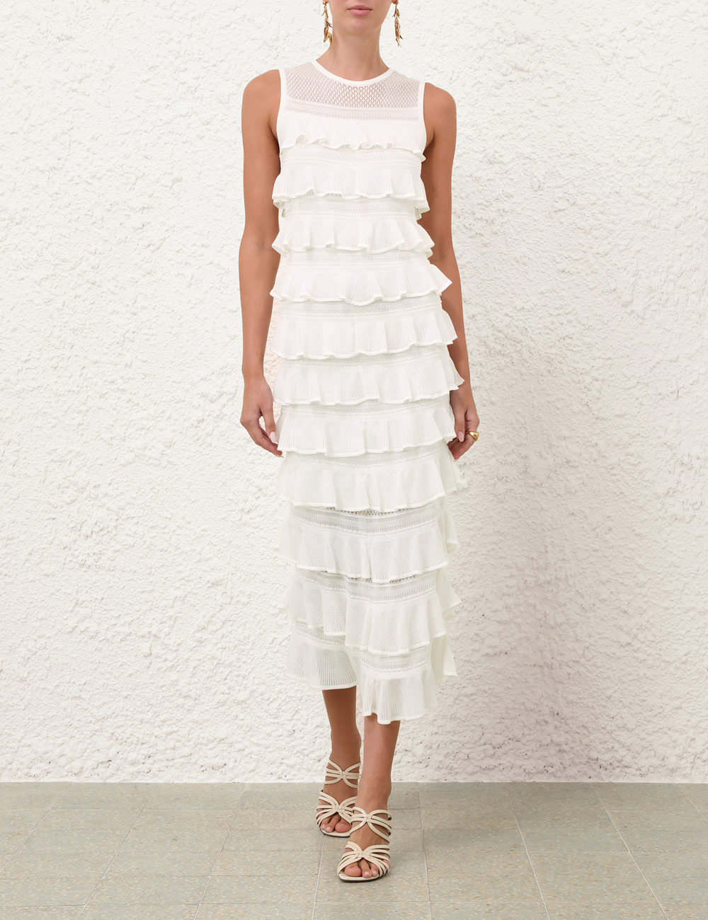 Luna Gaffel Frill Midi-klänning
