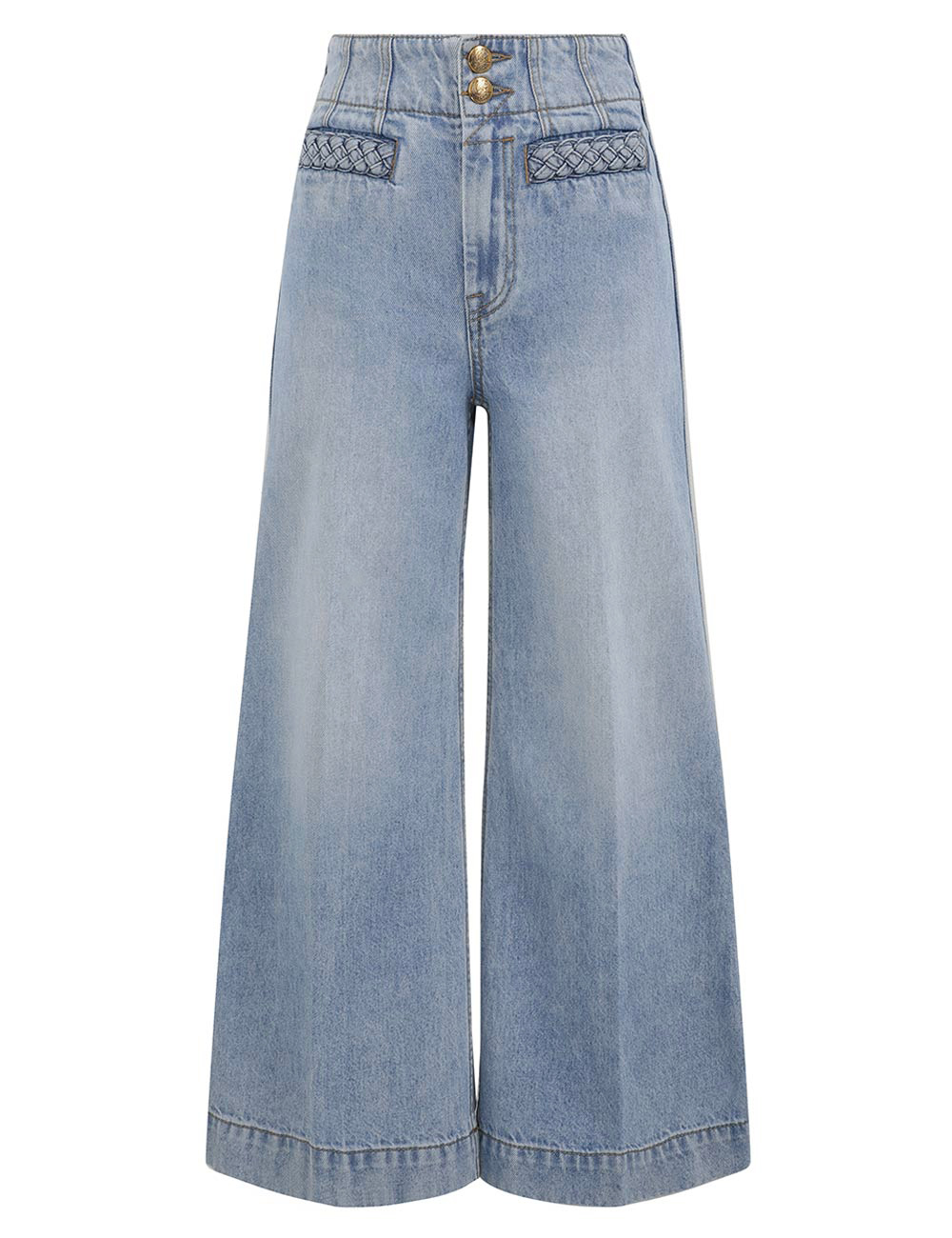 Indra-kort flänsade jeans
