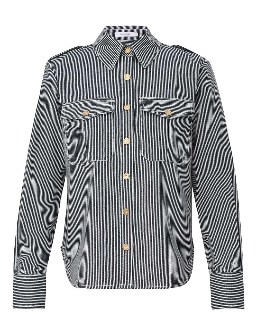 Tålamod-striperad denimskjorta