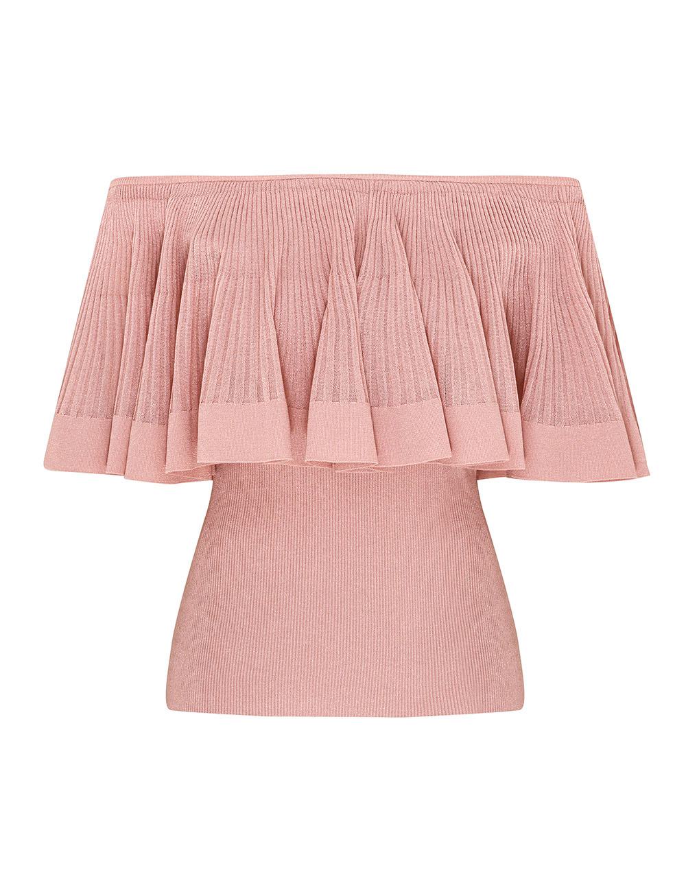 Luna-faldrad fransad top