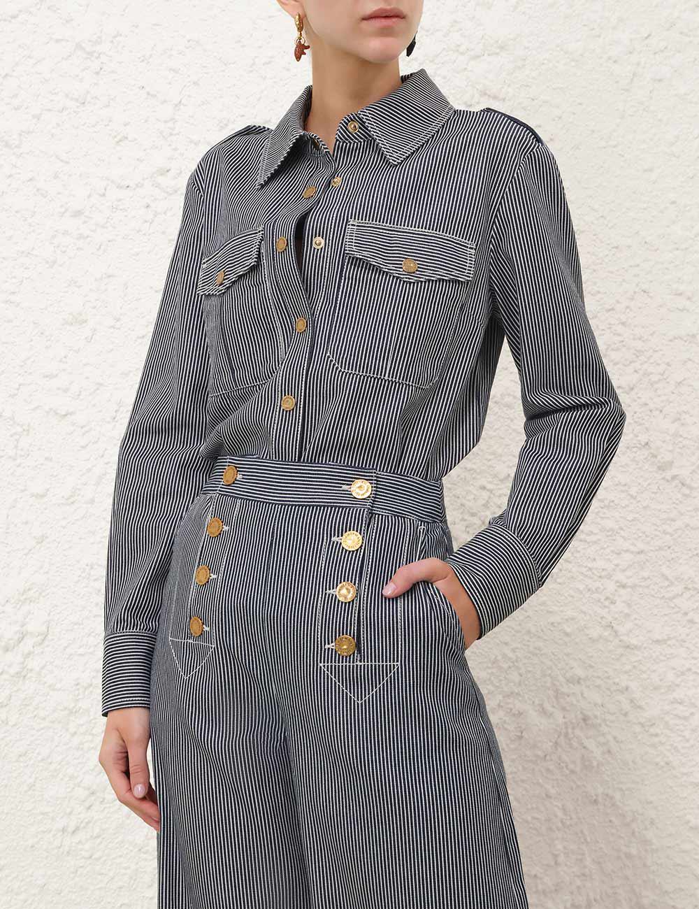 Tålamod-striperad denimskjorta