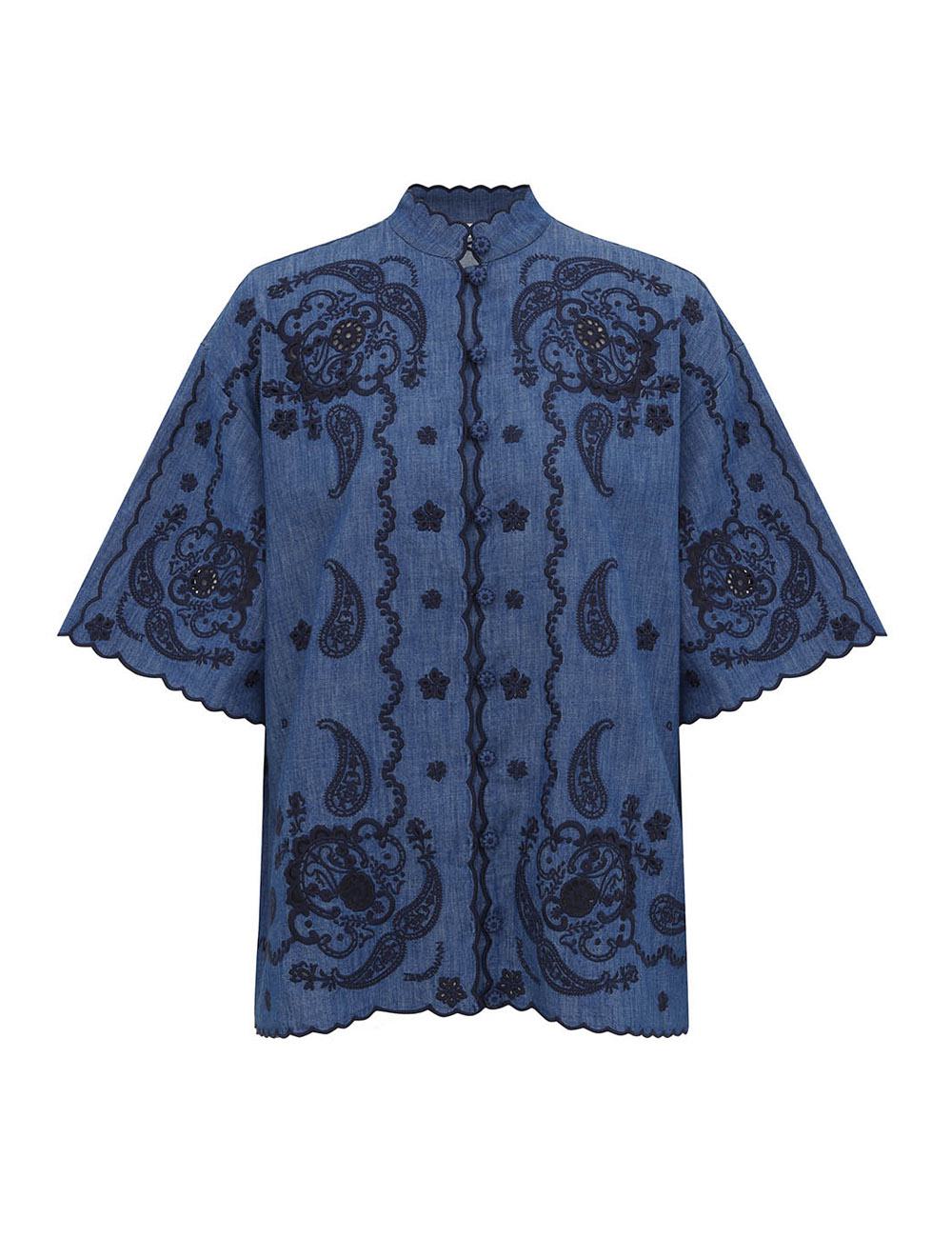 Aster broderad denimblus