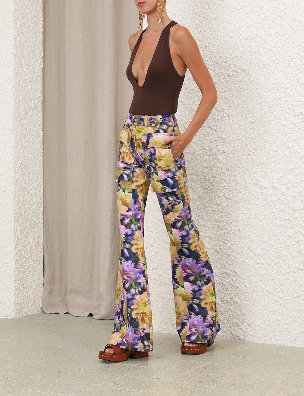 Luna tryckta drillflänsbyxor