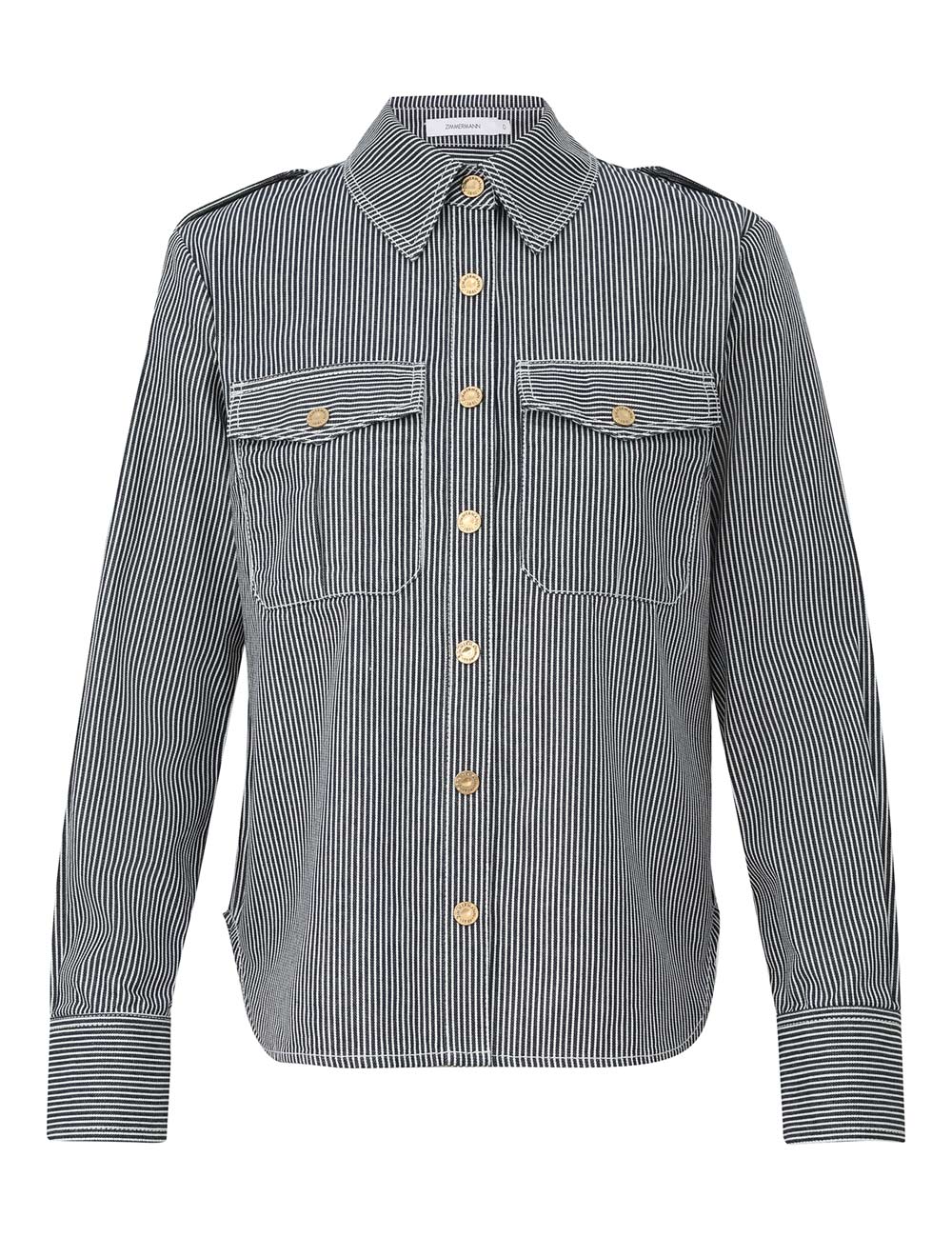 Tålamod-striperad denimblus
